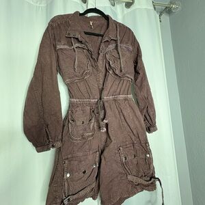 Free people mauve Utility romper size medium pockets